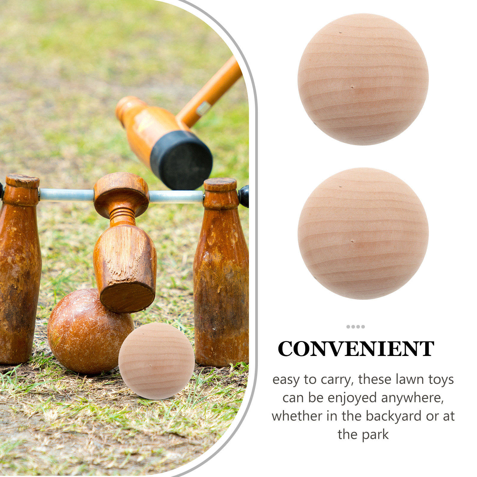 6Pcs Smooth Unfinished Wooden  – Croquet Set Lawn Bewertung und Preis